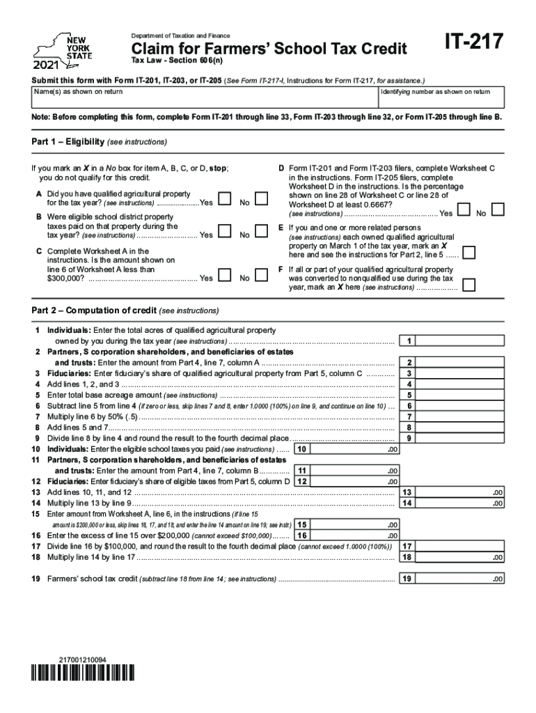  Instructions for Form it 217 Claim for Farmers' School Tax 2021