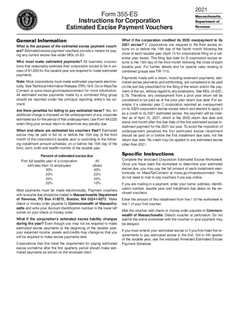 Corporation Estimated Tax Payments Instructions for Form