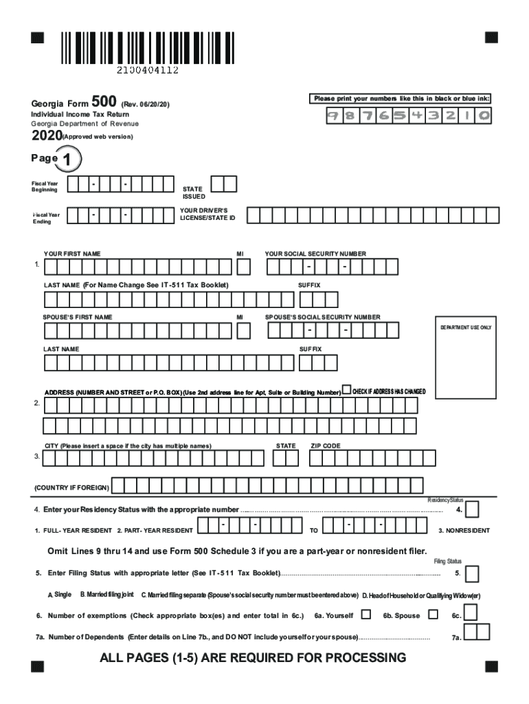 Dor Georgia Gov500 Individual Income Tax Return500 Individual Income Tax ReturnGeorgia Department of Revenue  Form