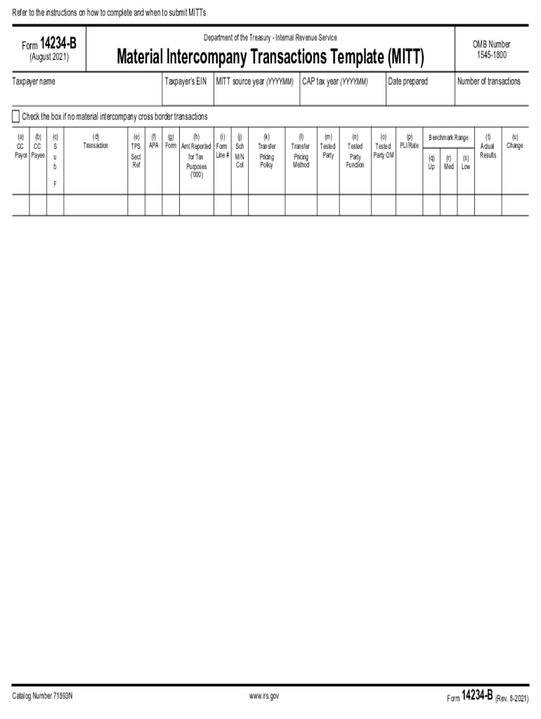  Form 14234 B Rev 8 Material Intercompany Transactions Template MITT 2021