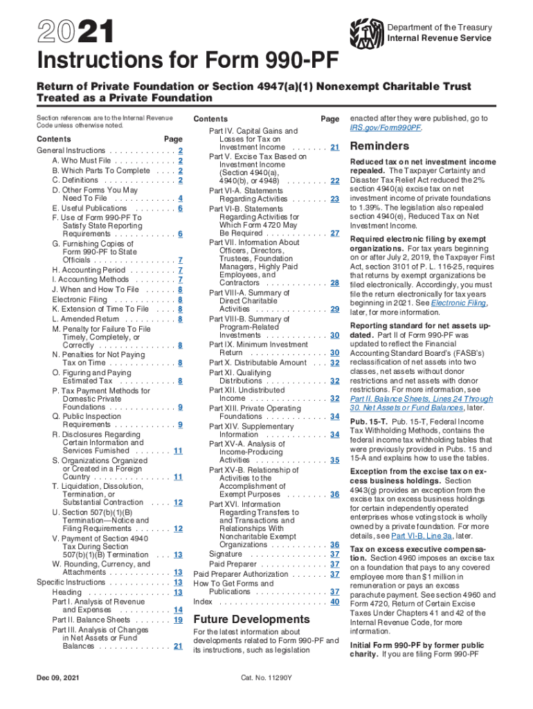  Www Irs Govpubirs SoiInternal Revenue Service Instructions for Form 990 PF 2021