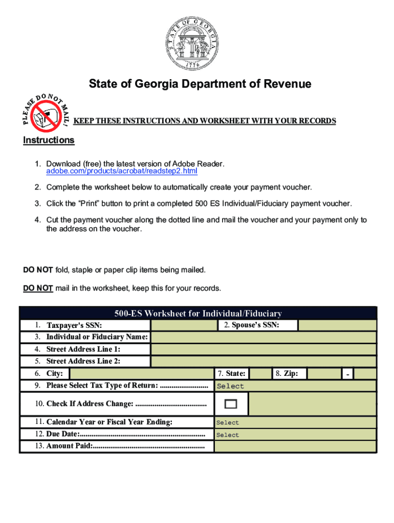  Fillable Online Form 500EZ Department of Revenue Fax 2022-2024