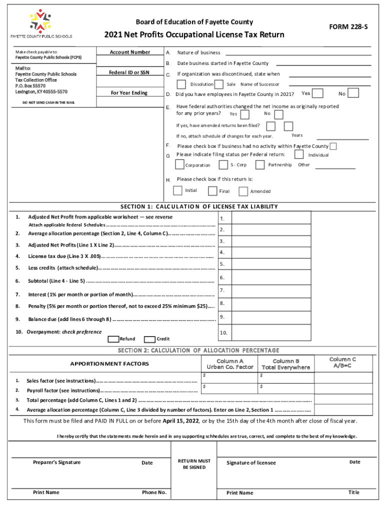  Form 228 S Fayette County Fill Online, Printable 2021