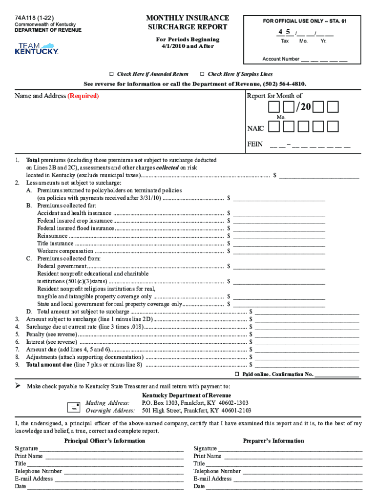 MONTHLY INSURANCE for OFFICIAL USE Department of Revenue  Form