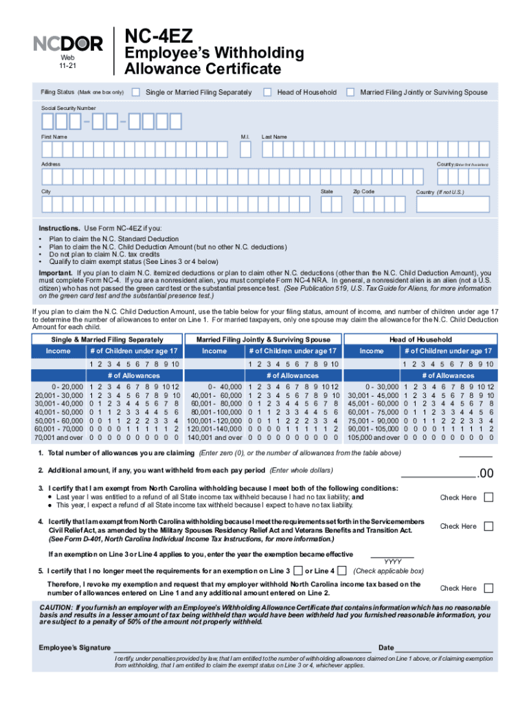 Nc 4 Ez Fillable Form