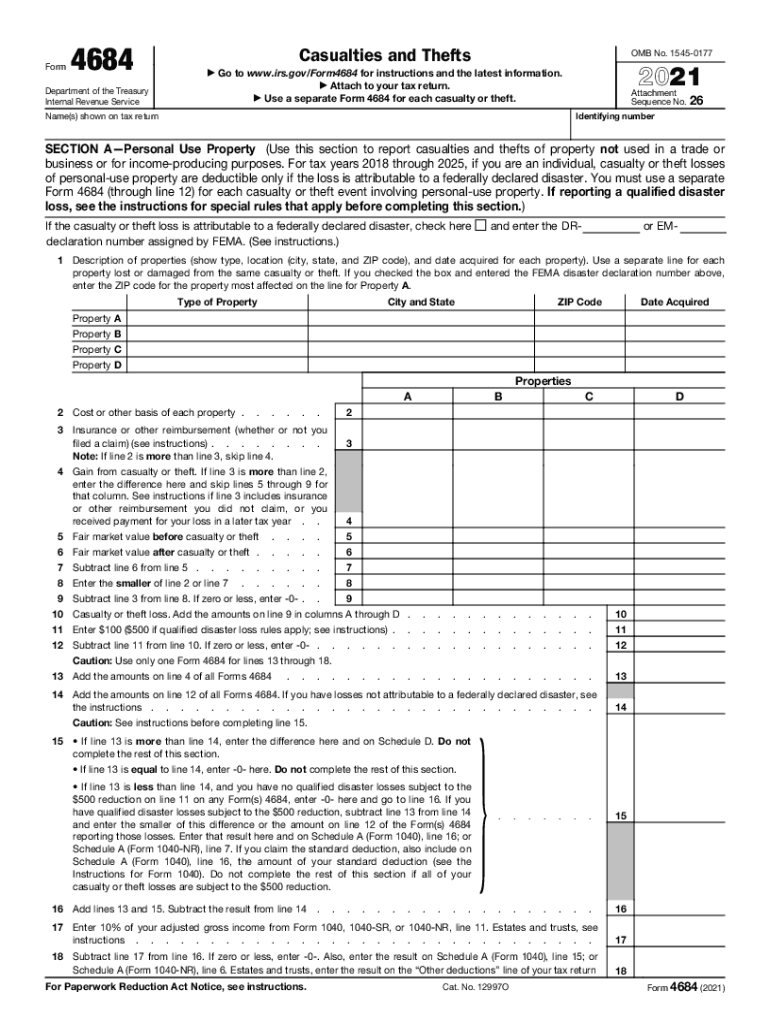  Www Irs Govforms Pubsabout Form 4684About Form 4684, Casualties and TheftsInternal Revenue Service 2021