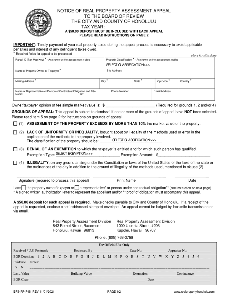 Get and Sign NOTICE of REAL PROPERTY ASSESSMENT APPEAL BOARD of REVIEW 2021-2022 Form