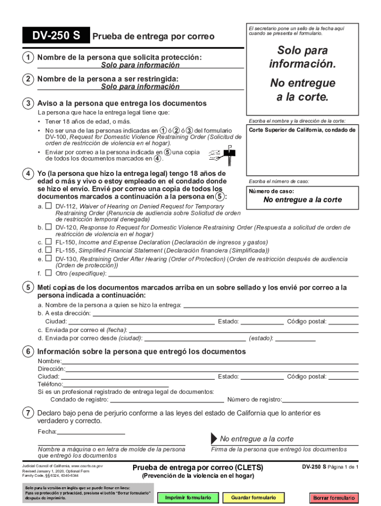 Get and Sign Dv 250s 2020-2022 Form