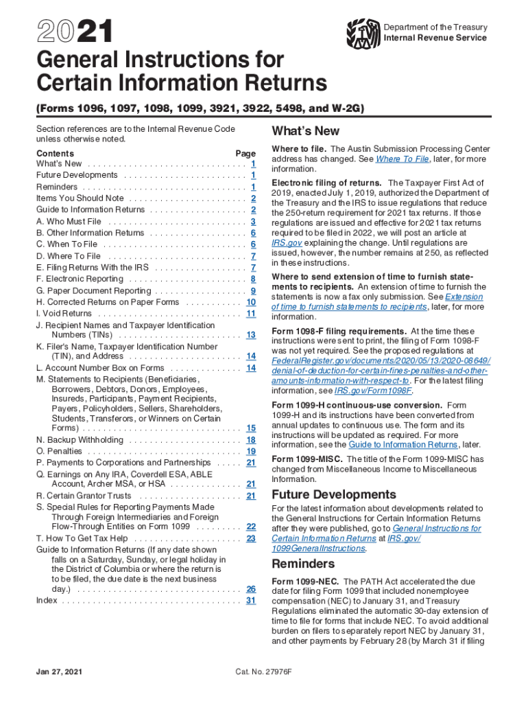  Www Irs Govinstructionsi1099giGeneral Instructions for Certain Information IRS Tax Forms 2021