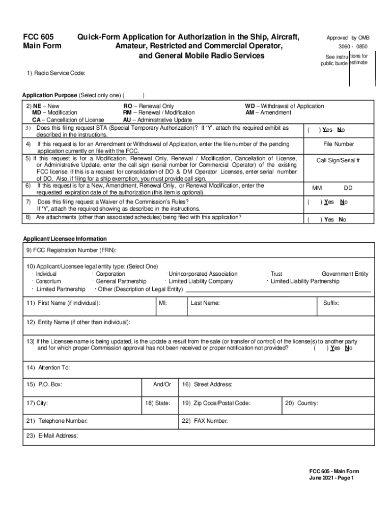  Www Fcc Govfile12944Quick Form Application for Authorization in the Ship 2021-2024