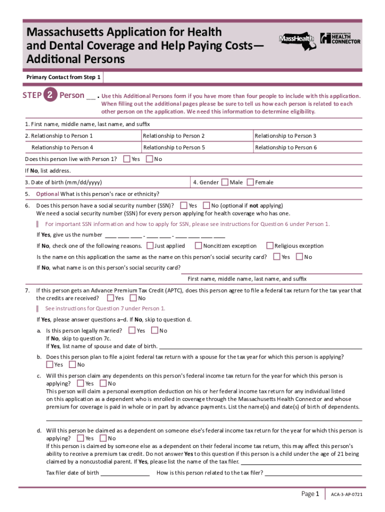 Www Massloop Orgwp ContentuploadsMassachusetts Application for Health and Dental Coverage and  Form
