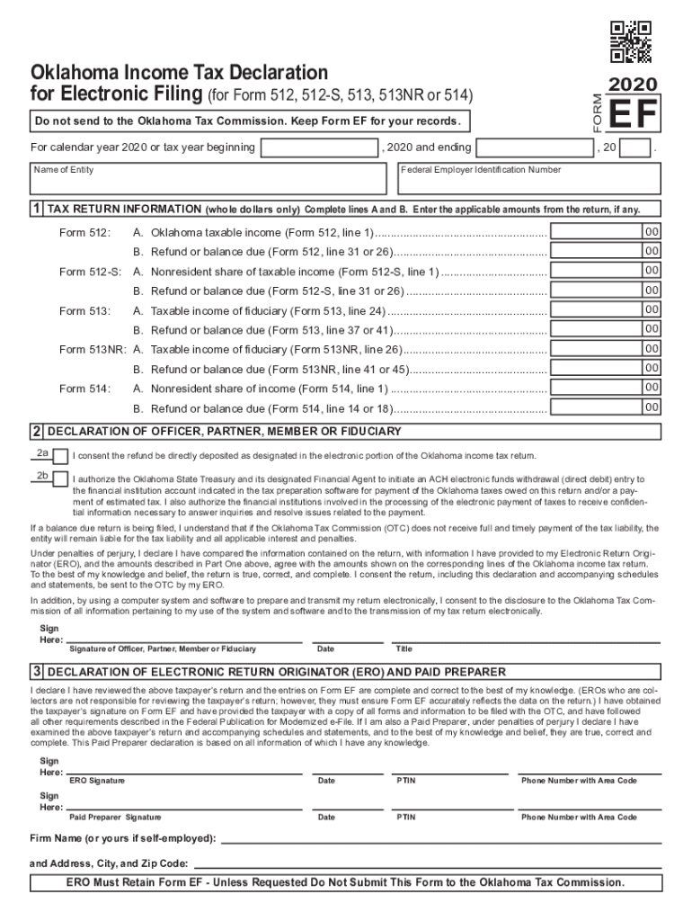 Oklahoma Form EF Oklahoma Income Tax Declaration for