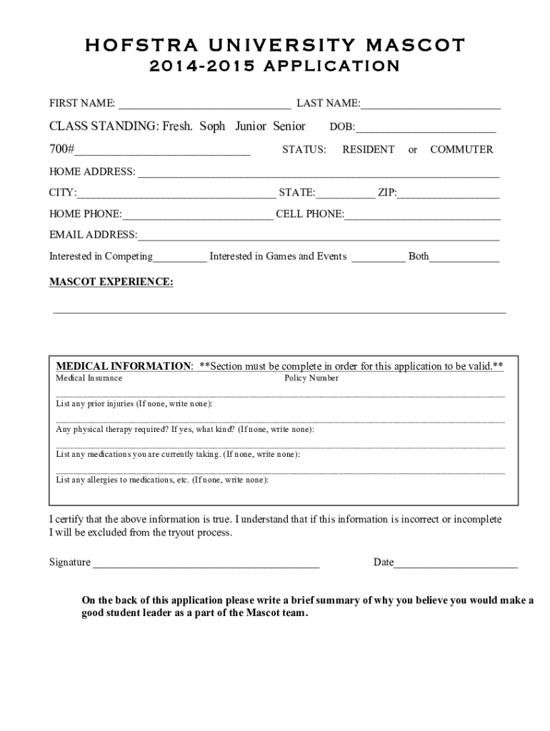 MascotAPPLICATION 14 15doc DOC  Form