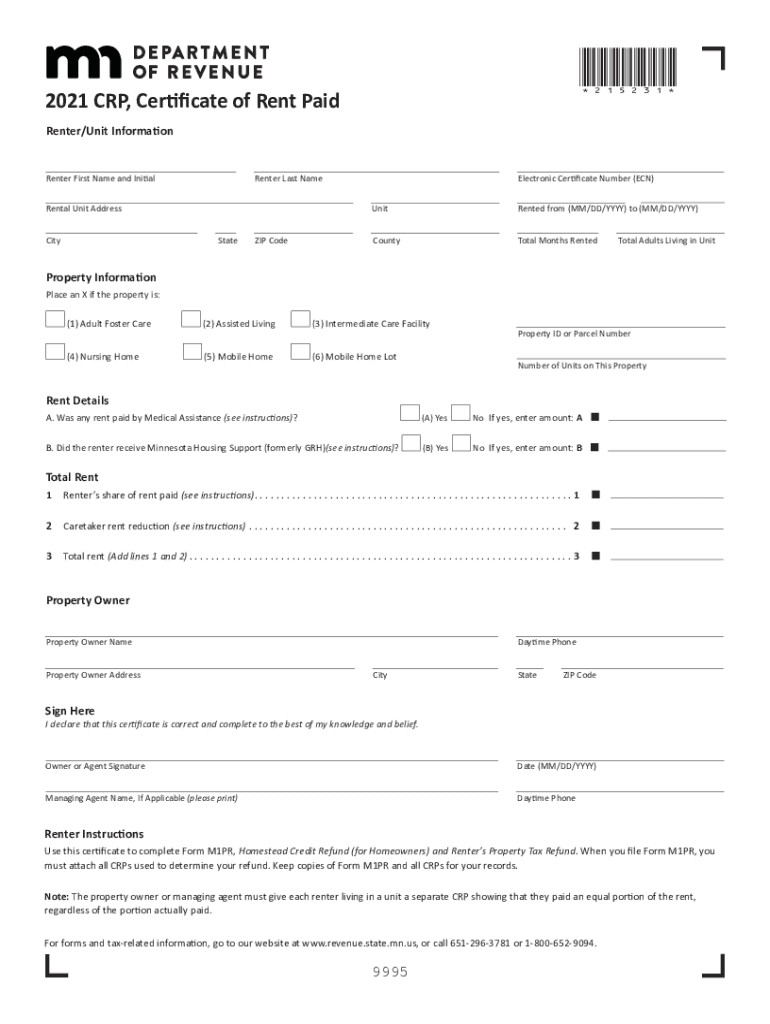 Renters Rebate Mn 2021 2023 Form Fill Out And Sign Printable PDF 