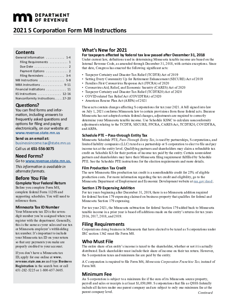  Form M3 Instructions Minnesota Department of Revenue 2021