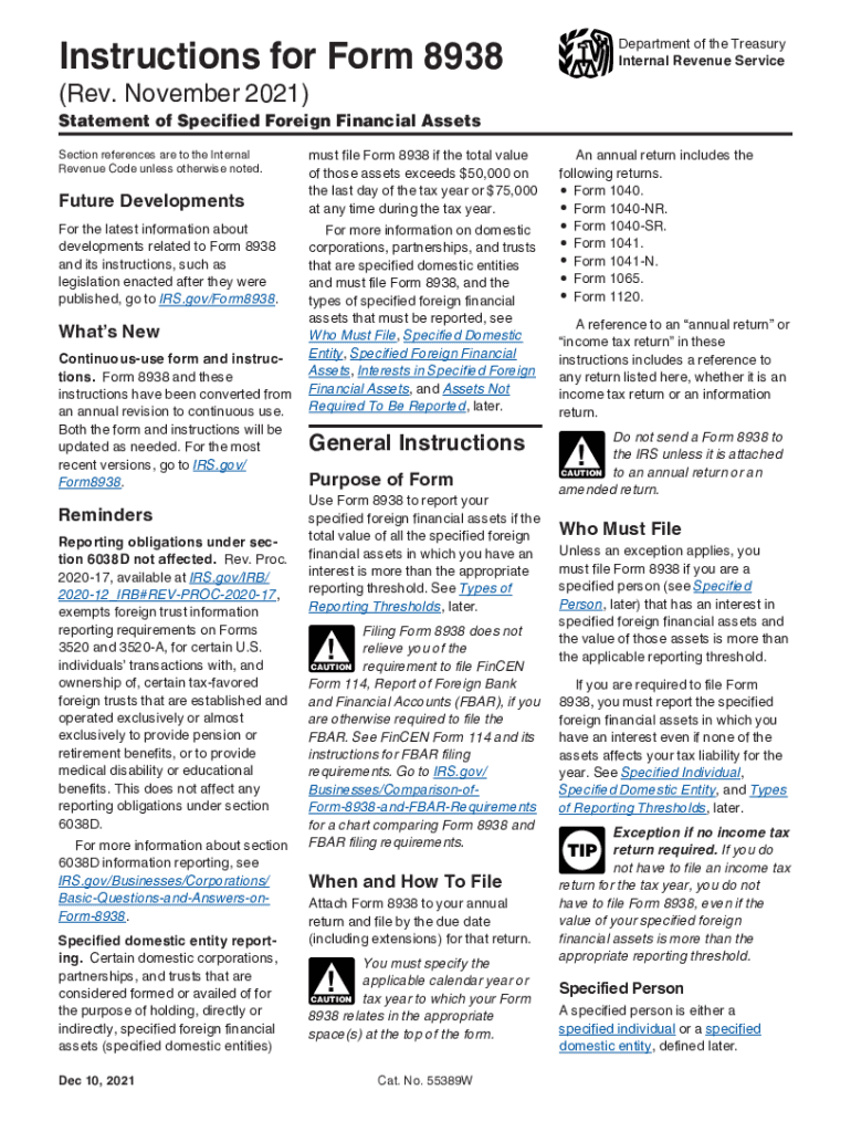  Www Irs Govforms Pubsabout Form 8938About Form 8938, Statement of Specified Foreign Financial Assets 2021-2024