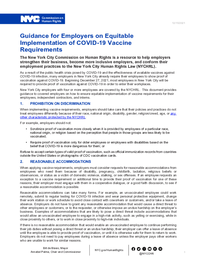New York Vaccine Requirements  Form