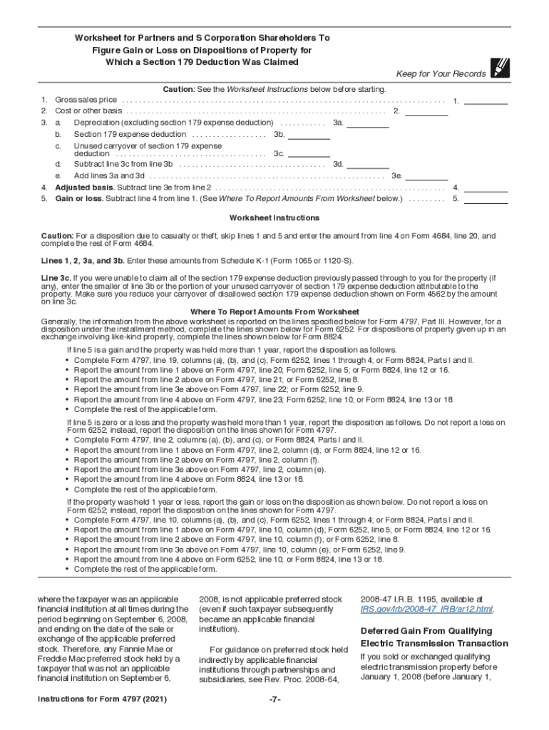  Www Irs Govpubirs Pdf2021 Form 4797 Internal Revenue Service 2021