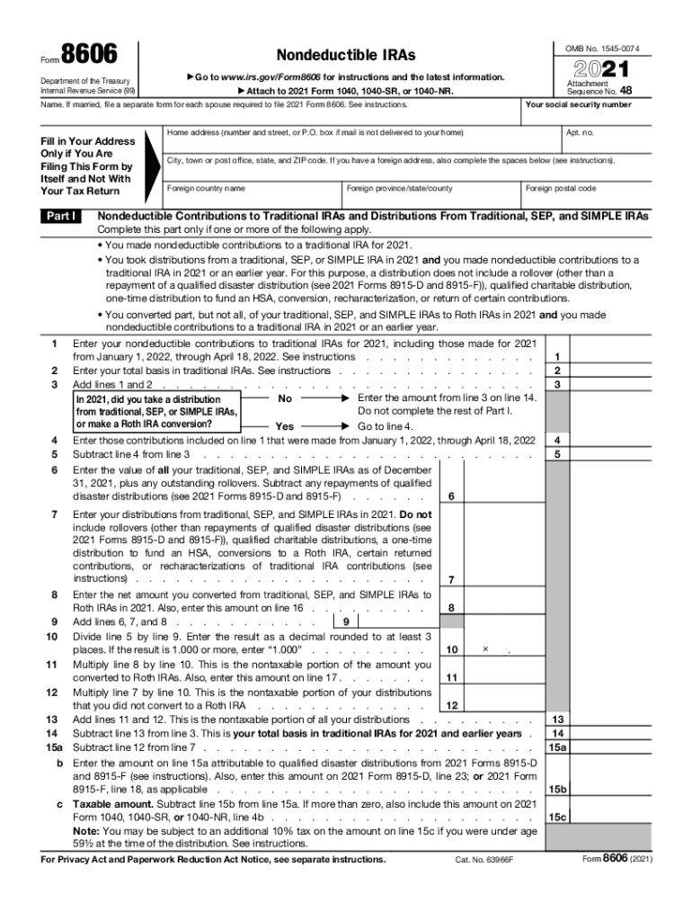Get and Sign F8606 PDF Form 8606 Nondeductible IRAs Go Department of