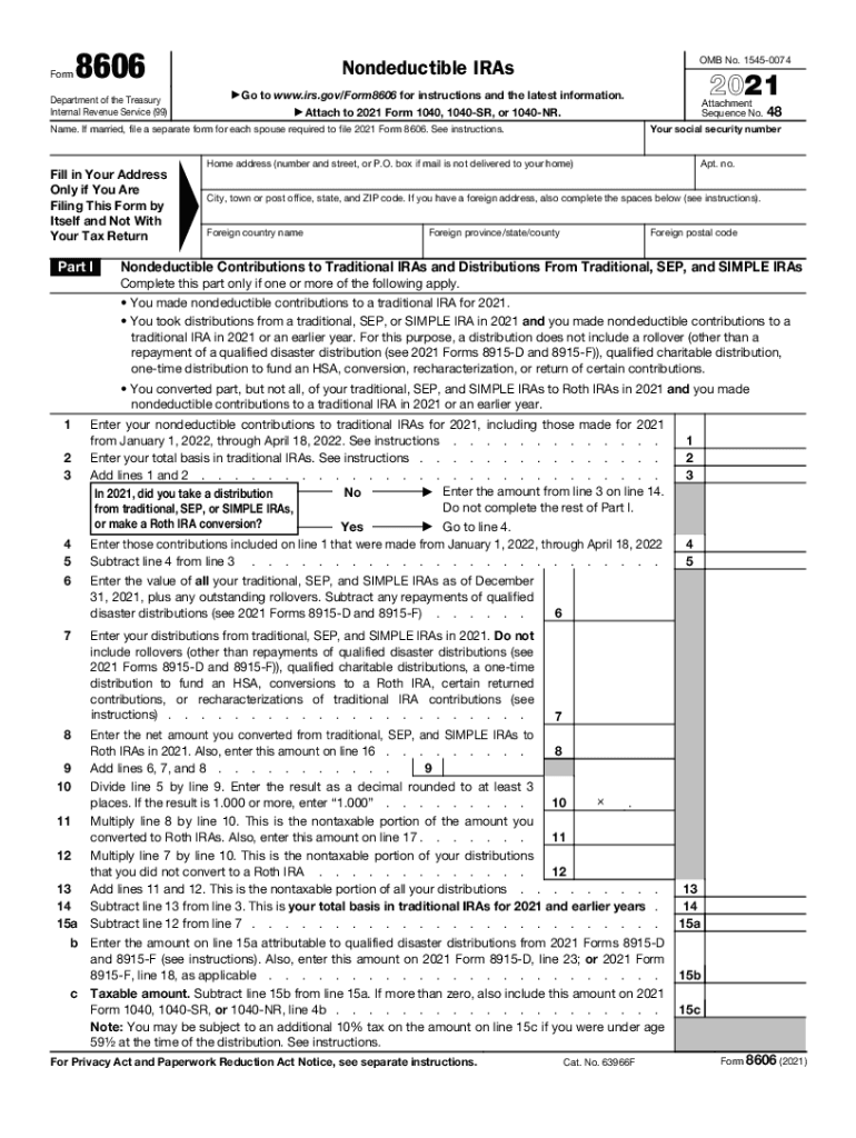 F8606 PDF Form 8606 Nondeductible IRAs Go Department of