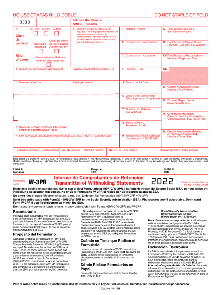  Www Irs Govpubirs Prior2020 Form W 3PR IRS Tax Forms 2022