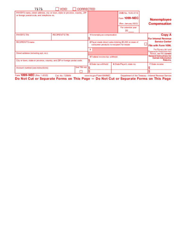 IRS 1099 NEC Rev January  Form