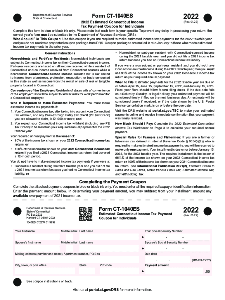  State ConnecticutForm CT 1040ES 2021Connecticut Department of Revenue ServicesIndividual Income Tax Forms Connecticut 2022-2024