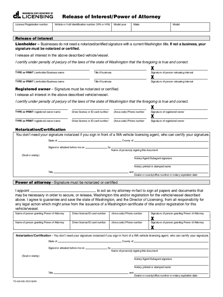 Release Interest Power  Form