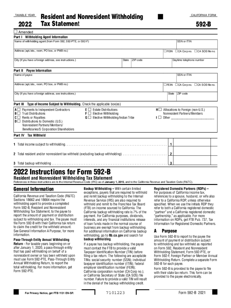  Www Ftb Ca Govforms20212021 Form 592 Resident and Nonresident Withholding Statement 2022-2024