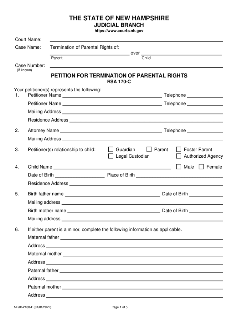 Petition for Termination of Parental Rights  Form