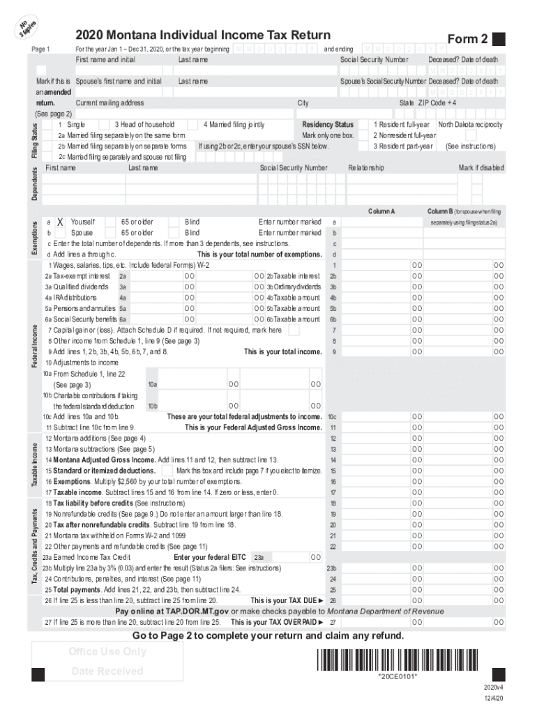  Montana Individual Income Tax Return 2020