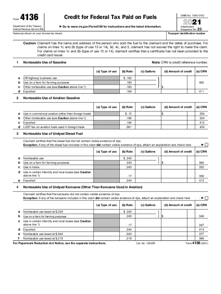  Www Irs Govpubirs Pdf2021 Form 4136 Internal Revenue Service 2021