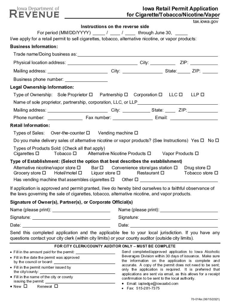  Www SignNow Comfill and Sign PDF Form74752Iowa Retail Permit Application for 2021-2024
