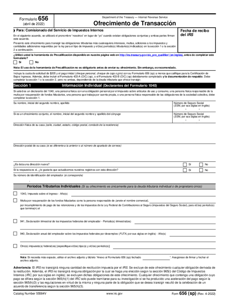 Form 656 Sp Rev 4 Offer in Compromise Spanish Version