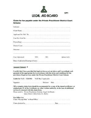 CF1 Form Legal Aid Board