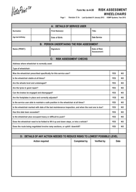 Wheelchair Risk Assessment Template  Form