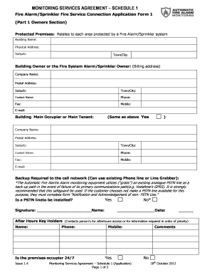 Fire AlarmSprinkler Fire Service Connection Application Form