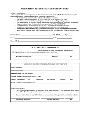 MEDICATION ADMINISTRATION CONSENT FORM Pendleton