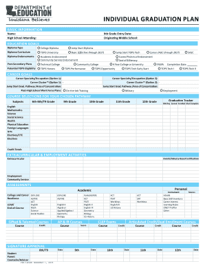 INDIVIDUAL GRADUATION PLAN Louisiana Believes Louisiana  Form