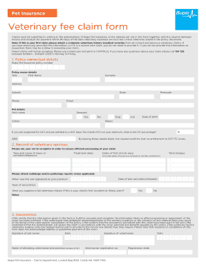 Bupa Pet Insurance Claim Form