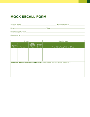 Mock Recall Template Excel  Form