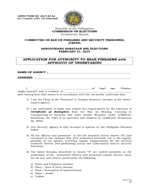 Affidavit of Undertaking Ltopf  Form