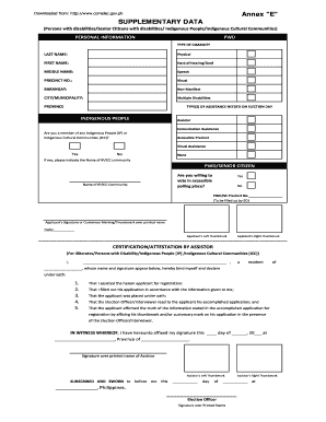 Supplementary Data Form Comelec