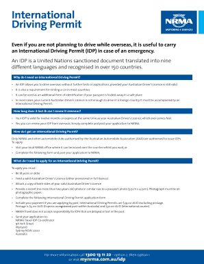 Nrma International Drivers Licence  Form