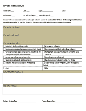 Informal Observation Form