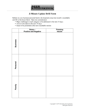 3 Minute Update Drill Form Edward Lowe Foundation Edwardlowe