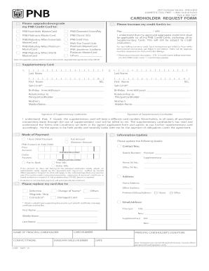 Pnb Cardholder Request Form