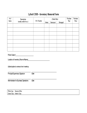 Inventory Removal Form