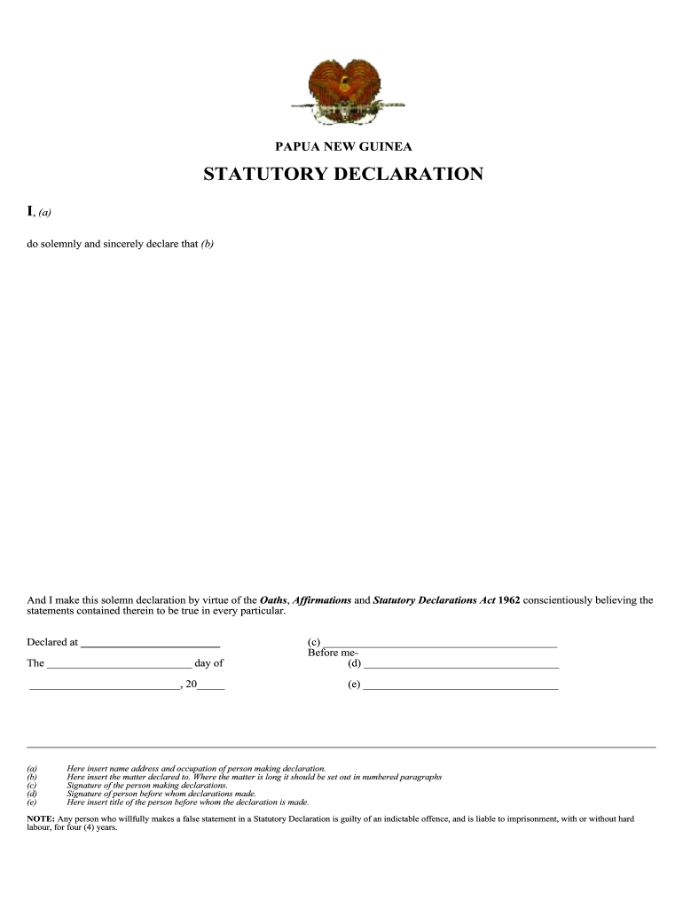 Statutory Declaration Form