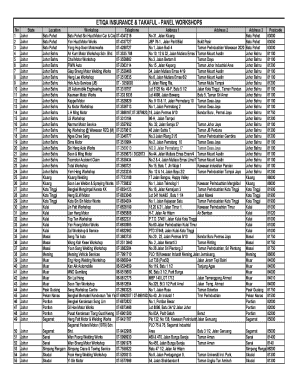 Etiqa Panel Workshop Selangor  Form